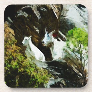 Dessous-de-verre Chèvre de montagne et bébé Abstrait