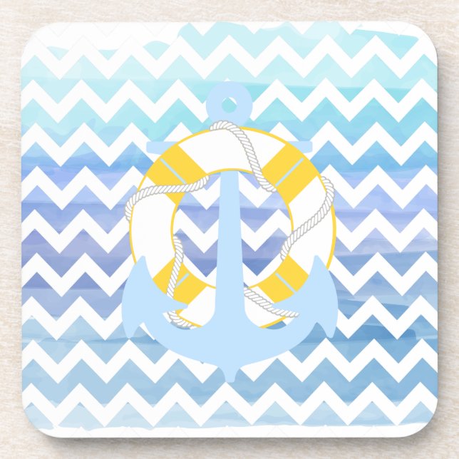 Dessous-de-verre chevron de PixDezines/nautique/aquarelle (Devant)