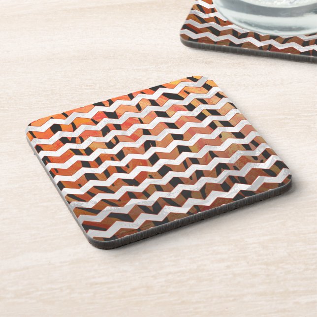 Dessous-de-verre Chevron Tiger chaud orange et noir (Côté gauche)