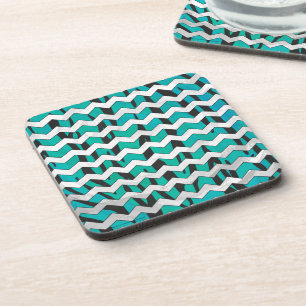 Dessous-de-verre Chevron Tiger noir et Turquoise