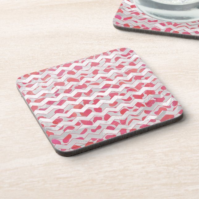 Dessous-de-verre ChevronDalmatien rose et blanc (Côté gauche)