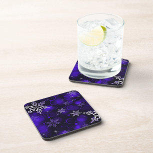 Dessous-de-verre Chic Amethyst Purple Snowflake Motif