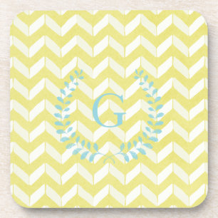 Dessous-de-verre Chic Pastel Yellow Teal Chevron Custom