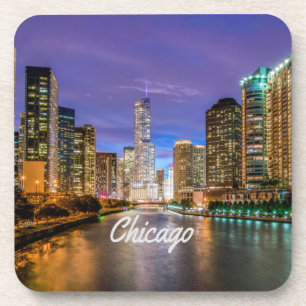 Dessous-de-verre Chicago Illinois City La Nuit
