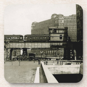 DESSOUS-DE-VERRE CHICAGO MERCHANDISE MART TROLLEY TRAIN COULEUR D'E