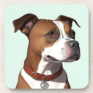 Dessous-de-verre Chien avec un pelage marron et blanc et collier