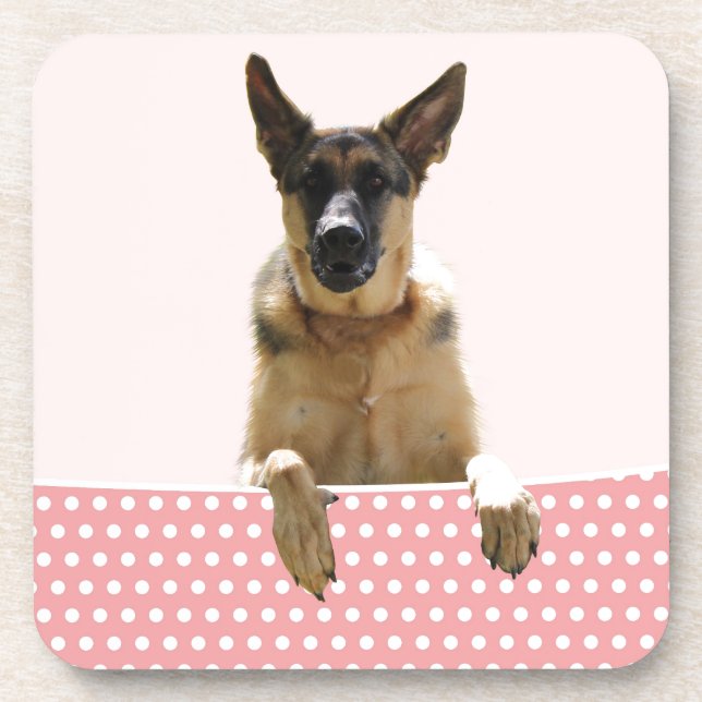 Dessous-de-verre Chien berger allemand Pois roses (Devant)
