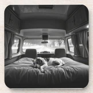 Dessous-de-verre Chien dans le lit d'un camping-car