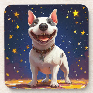 Dessous-de-verre Chien de dessin animé joueur avec des couleurs viv