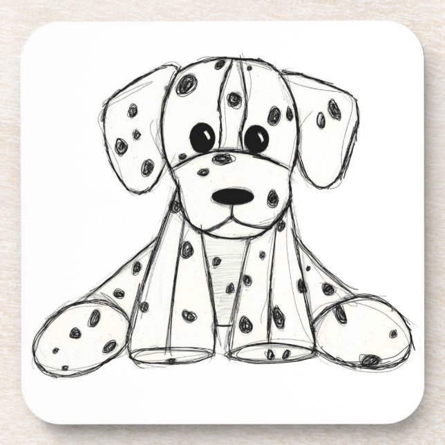 Dessous-de-verre Chien en dalmate dessin simple noir (Devant)