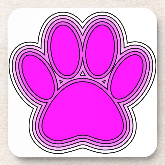 Dessous-de-verre Chien Paw En Rose Avec Des Contours (Devant)