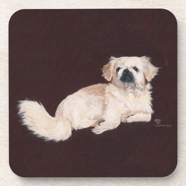 Dessous-de-verre Chien Pékinois Blanc (Devant)