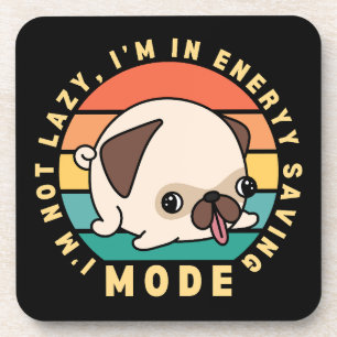Dessous-de-verre Chien Pug Mignon Drôle Citation Paresseuse Rétro C