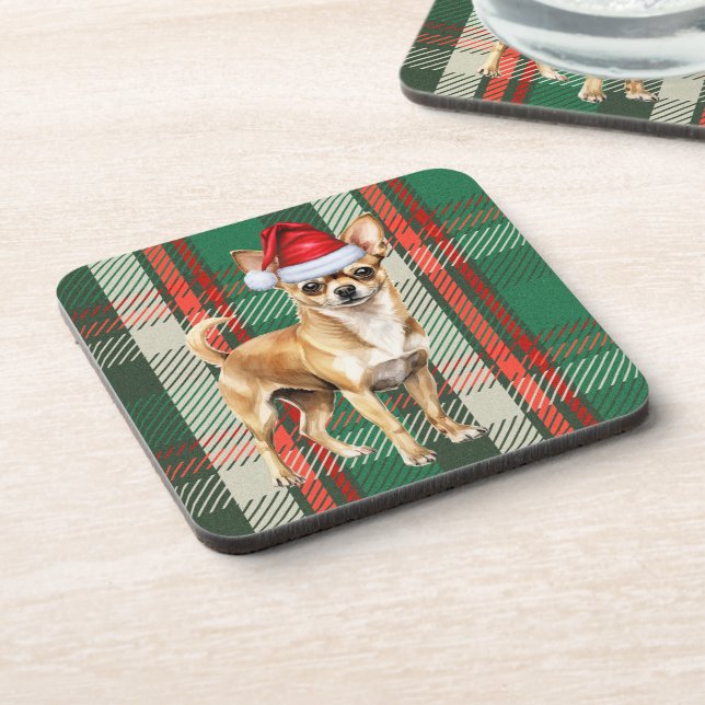 Dessous-de-verre Chien Tan Chihuahua Père Noël (Côté gauche)