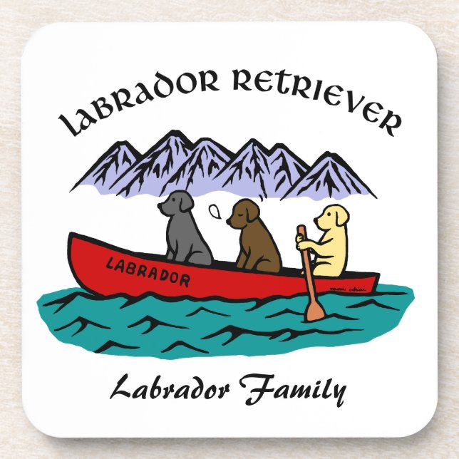 Dessous-de-verre Chiens d'arrêt de Labrador de canoë-kayak (Devant)