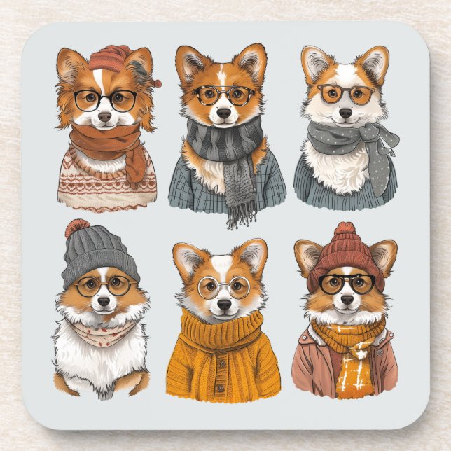 Dessous-de-verre Chiens de Corgi gallois branchés (Devant)