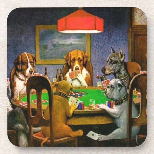 Dessous-de-verre Chiens jouant au poker (Devant)