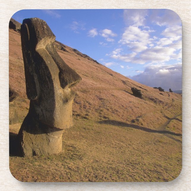 Dessous-de-verre Chili, Île de Pâques. Colline avec Moai (Devant)