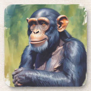 Dessous-de-verre Chimpanzé mignon fou drôle 