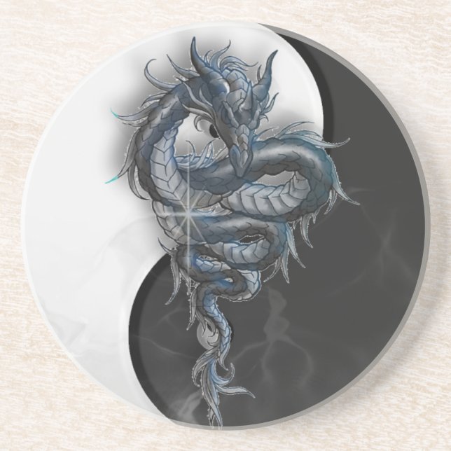 Dessous de verre chinois de dragon de Yin Yang (Devant)