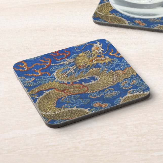 Dessous-de-verre Chinois Impérial Golden Dragon Lunaire Nouvel An (Côté gauche)