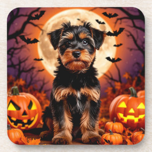 Dessous-de-verre Chiot adorable avec fond Halloween
