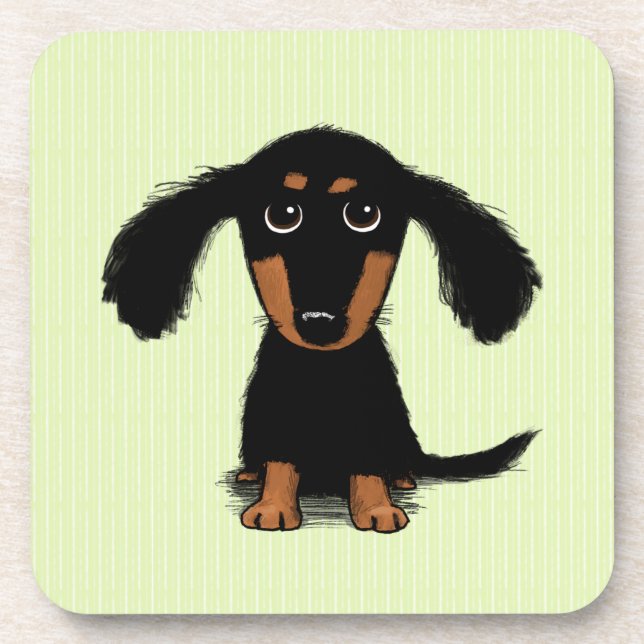 Dessous-de-verre Chiot aux cheveux longs mignon de teckel (Devant)