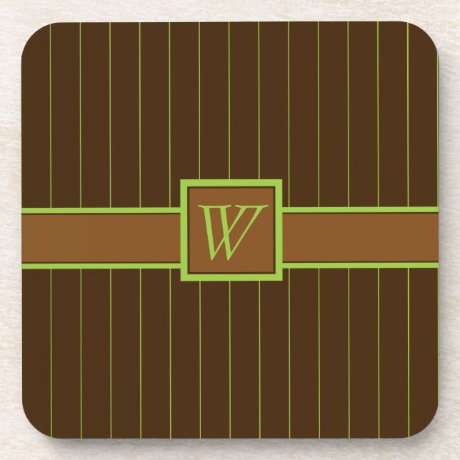 Dessous-de-verre Chocolat avec Lime Pinstripes Carré Dessous de ver (Devant)