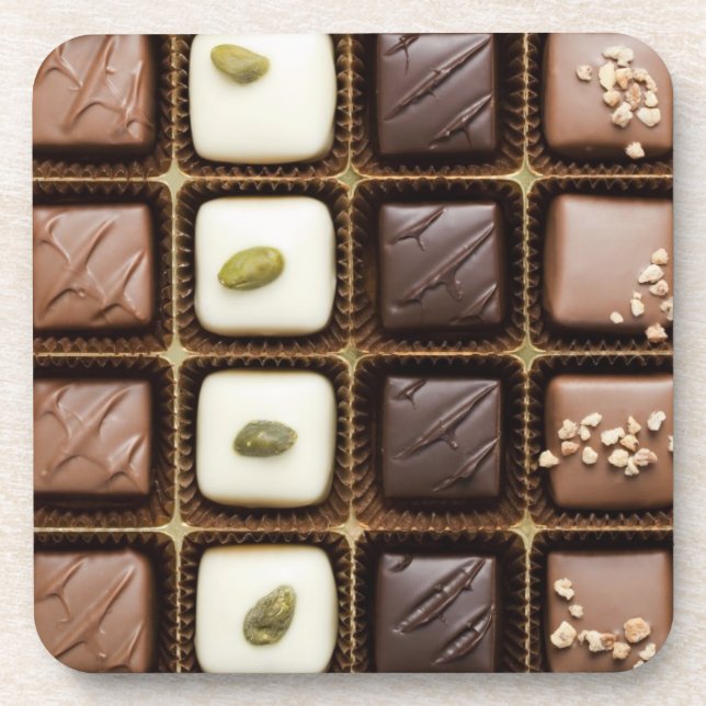 Dessous-de-verre Chocolat de luxe fait main dans une boîte (Devant)