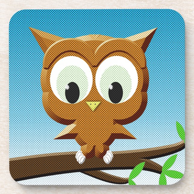 Dessous-de-verre Chouette à caricature au papier (Devant)