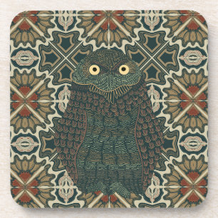 Dessous-de-verre Chouette bractée décorée Tons Brown dorés