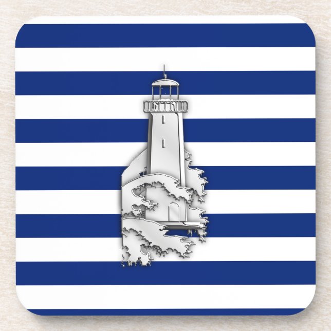 Dessous-de-verre Chrome comme phare sur les rayures nautiques (Devant)