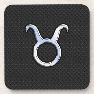 Dessous-de-verre Chrome Comme Taurus Connexion Serpent Noir Peau