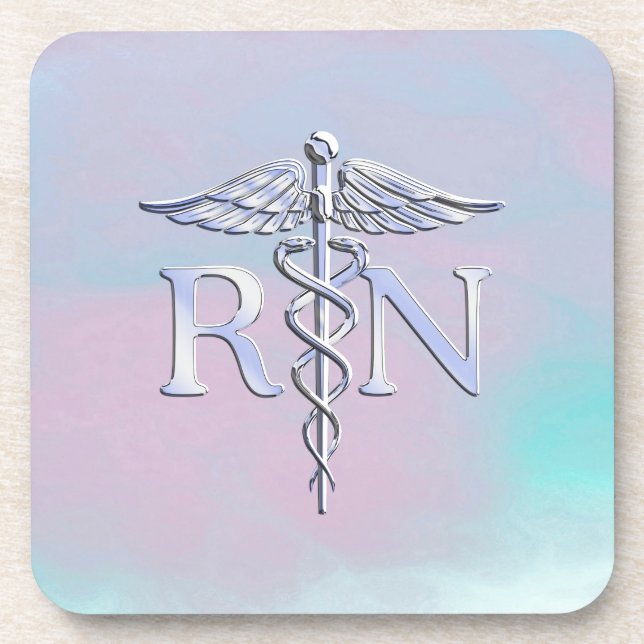 Dessous-de-verre Chrome Style RN Caduceus Médicale Mère Pearl Look (Devant)