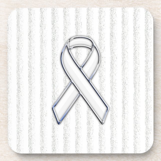 Dessous-de-verre Chrome White Ribbon Sensibilisation sur les bandes (Devant)