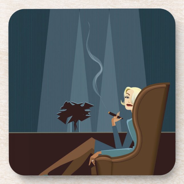 Dessous-de-verre Cigare de tabagisme de femme d'affaires (Devant)