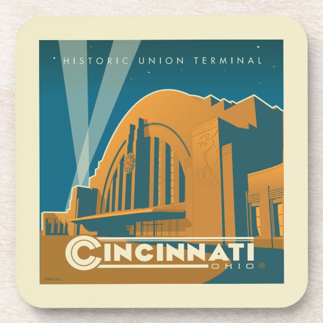 Dessous-de-verre Cincinnati, Ohio | Terminal Union historique (Devant)