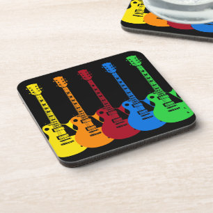 Dessous-de-verre Cinq guitares électriques colorées