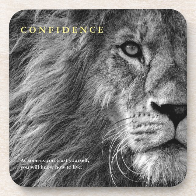 Dessous-de-verre Citation de confiance des yeux de lion Inspiration (Devant)