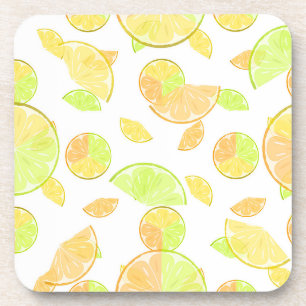 Dessous-de-verre citron vert orange tranches fruits agrumes nature