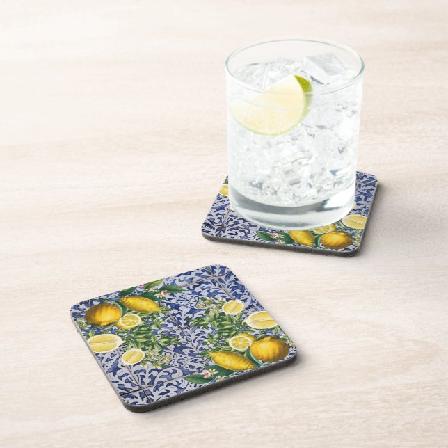 Dessous-de-verre Citrons méditerranéens Carreaux portugais d'été (Côté Droit)