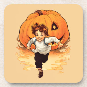 Dessous-de-verre Citrouille d'Halloween, Happy Young Boy