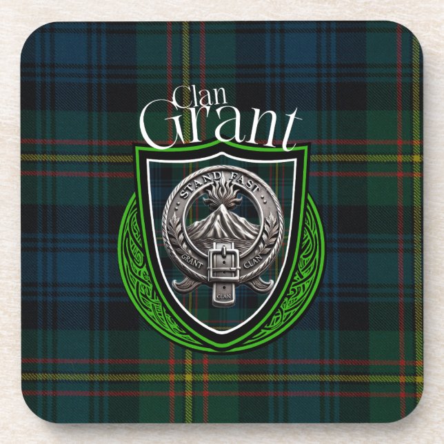 Dessous-de-verre Clan écossais Grant Tartan et Crest (Devant)