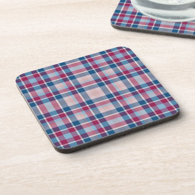 Dessous-de-verre Classic Blue Red Plaid Pattern (Côté gauche)