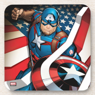 Dessous-de-verre Classiques Avengers Captain America avec des ban