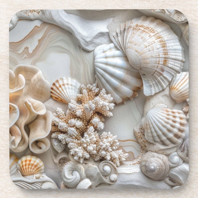 Dessous-de-verre Coastal Seashell Coasters (Devant)