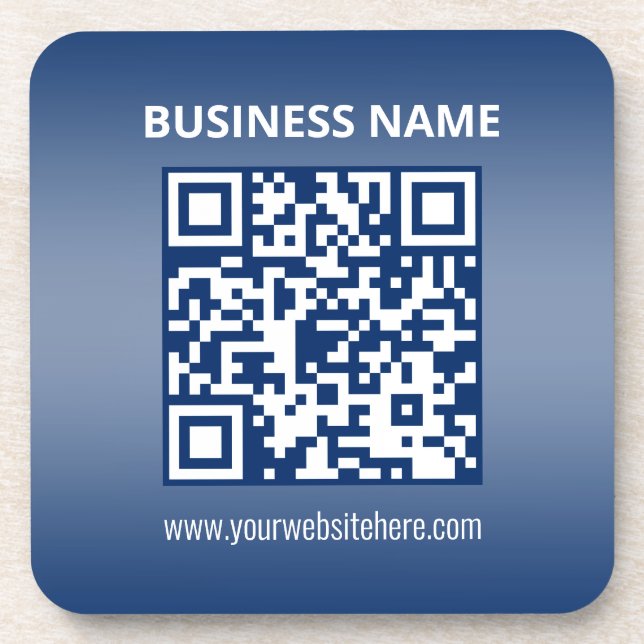 Dessous-de-verre Code QR | Bleu (ou toute couleur) (Devant)