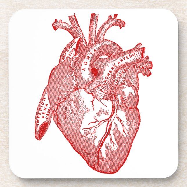 Dessous-de-verre Coeur Anatomique Rouge (Devant)