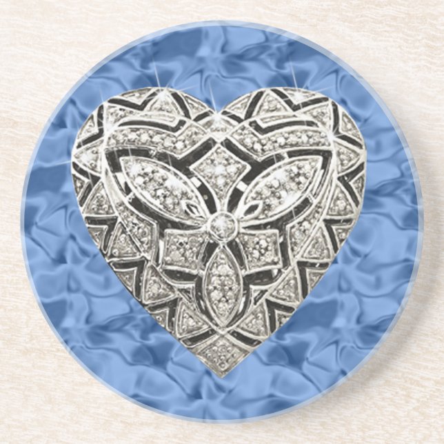 Dessous de verre Coeur Blue Elegant Designer (Devant)