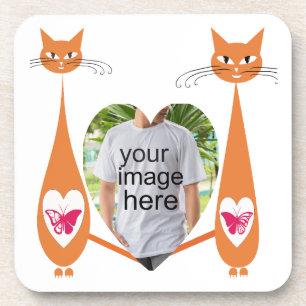 Dessous-de-verre Coeur d'amour de chat modifiable - Conception de t